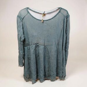 Comfy USA Greenish Gray Crinkle Long Sleeve Sheer Fairy Whimsy Goth Tunic Sz S